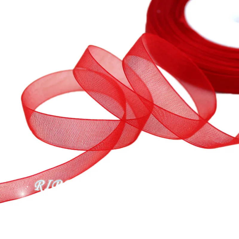 (50 yards/roll) 1/2''(12mm) wholesale red organza ribbons gift wrapping decoration Christmas ribbons