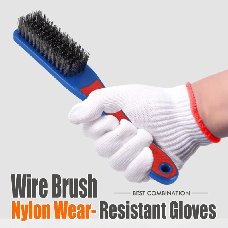 Wire Brushes Gloves for Rust and Paint Removal Ergonomic Handle Cleaning Tool