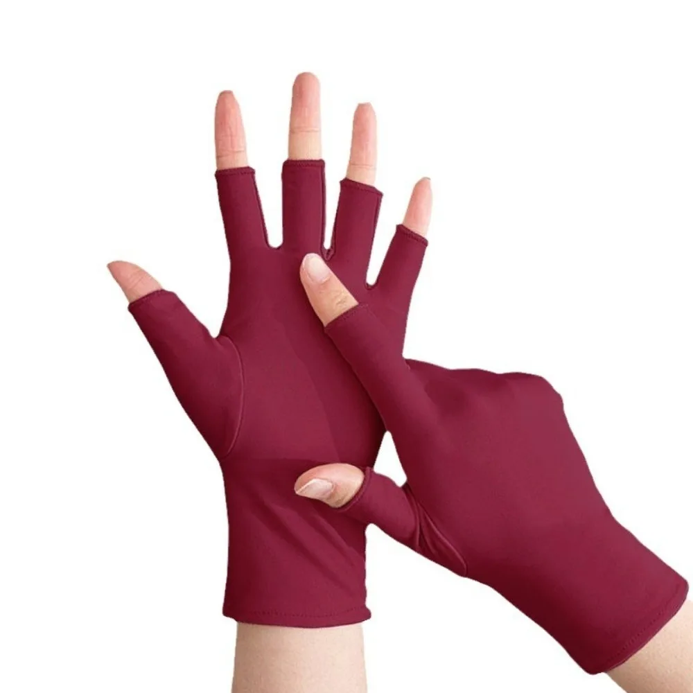 New Half Finger Sunscreen Gloves Anti-UV Highly Elastic Riding Driving Gloves Breathable Nail Art Mittens Women