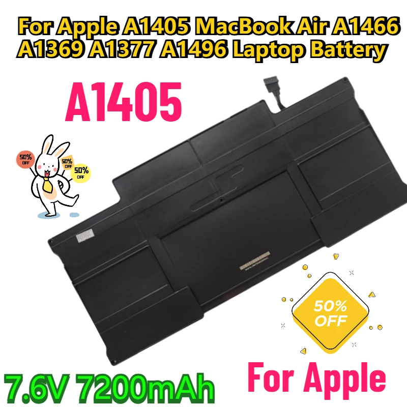 

7.6V 7200mAh for Apple A1405 MacBook Air A1466 A1369 A1377 A1496 Laptop Battery