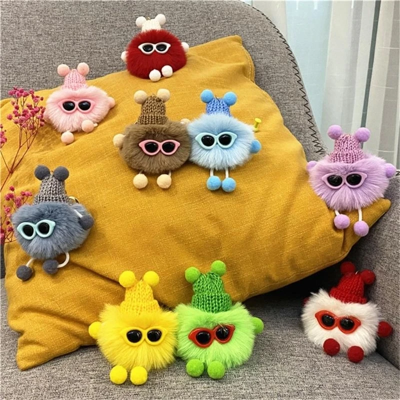 Porte-clés pompon mignon, boules fourrure, porte-clés en peluche, porte-clés pendentif mignon, 15UB
