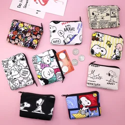 Cute Snoopies Print Coin Purses, Mini Coin Wallet Bag, Titular do cartão, Bolso de suporte de crédito, Mulheres, Meninas, Saco de armazenamento cosmético