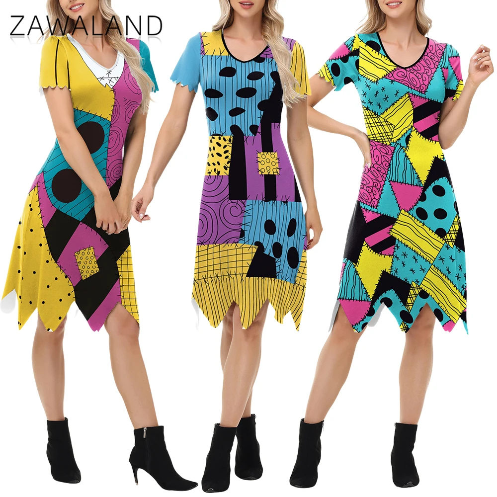 

Sally Cosplay Dresses Movie Character Role Play Costume Halloween Party Female Adult Dresses Carnival Festival Irregular Outfits