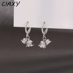 Punk Plant Flower Bell Pendant Dangle Earrings for Girl Chic Ear Buckle Mom Ornament New Drop Earring Female Summer Jewelry Gift