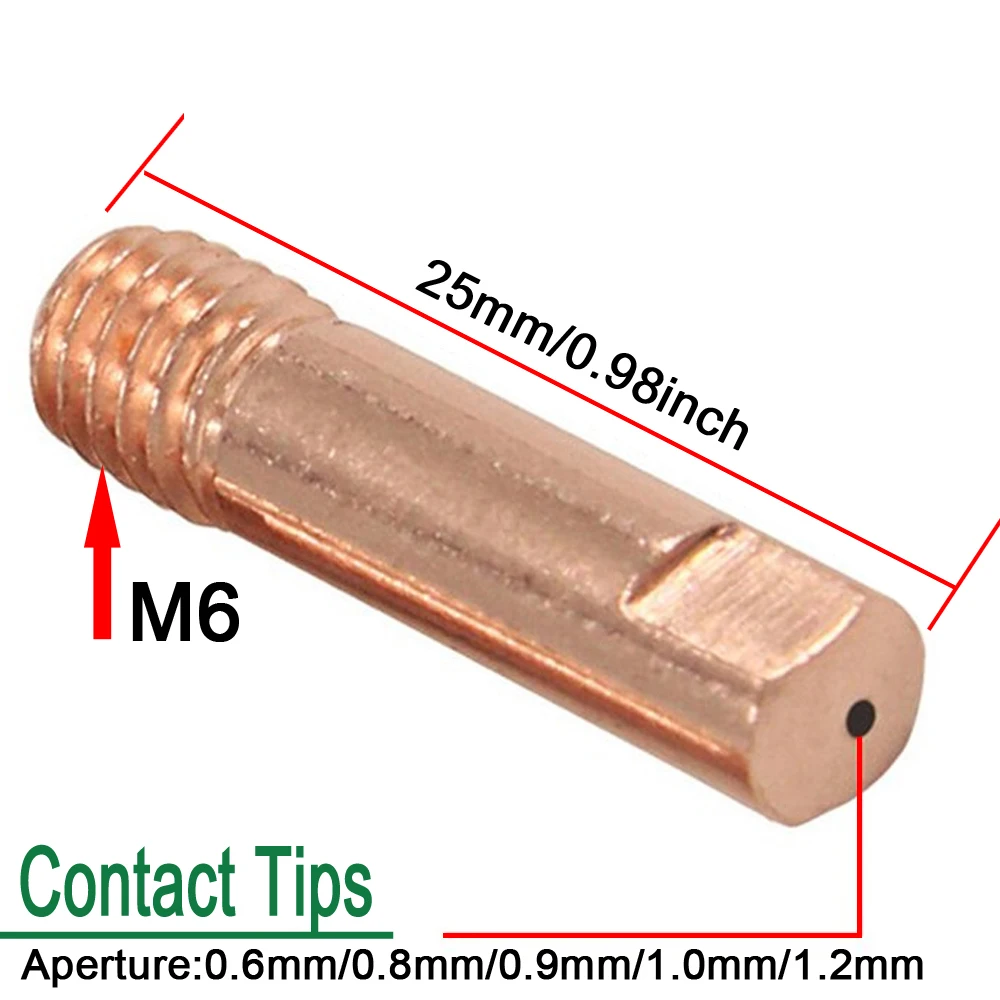 13pcs 14AK MIG Welding Torch Consumables 0.6/0.8/0.9/1.0/1.2mm Gas Nozzle Tips Holder for Gas Valve Integrated Gasless Welder