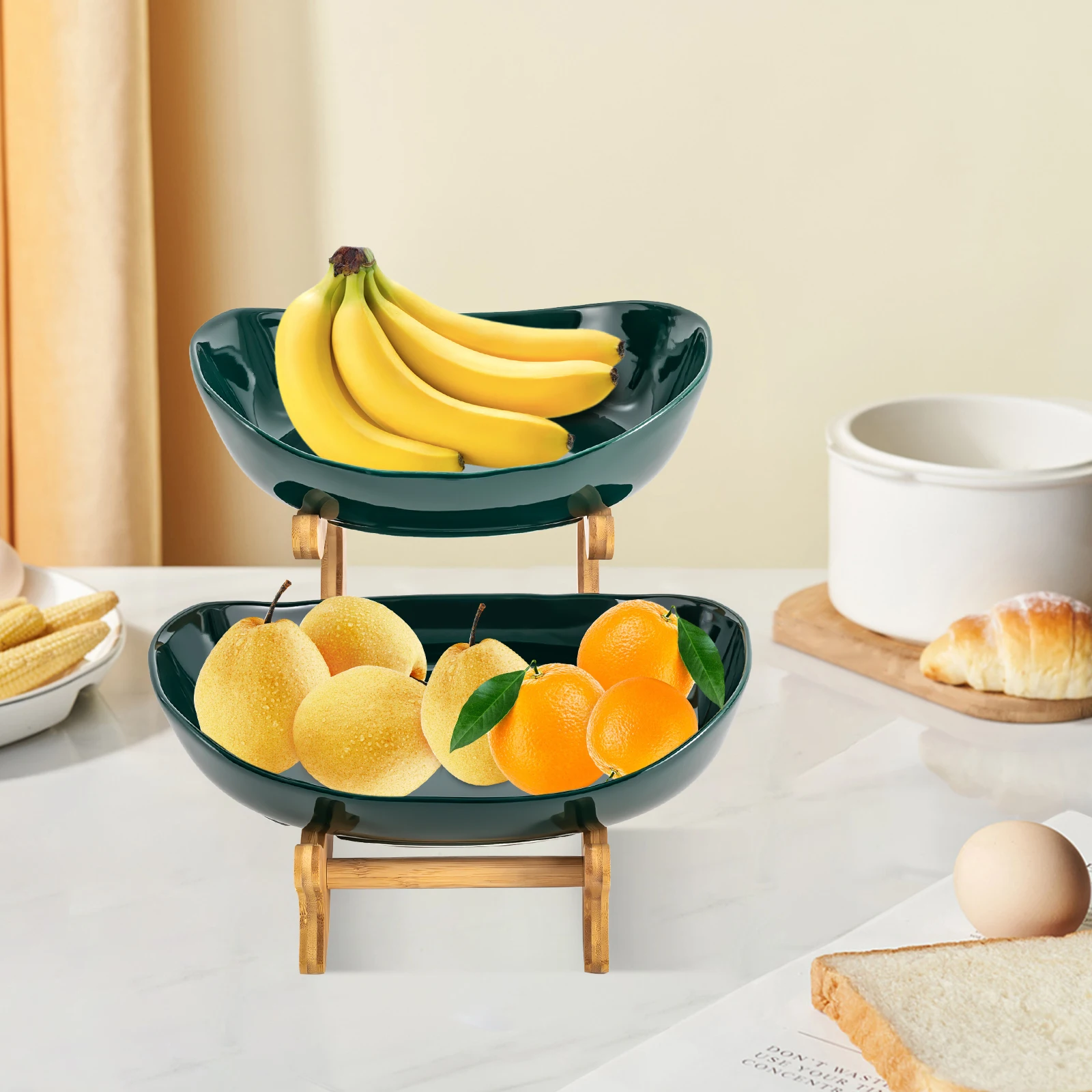 

2 Layer Fruit Plate Home Living Room Plastic Snack Dish Creative Modern Dried Fruit Basket Candy Dish Cake Stand Salad Bowl