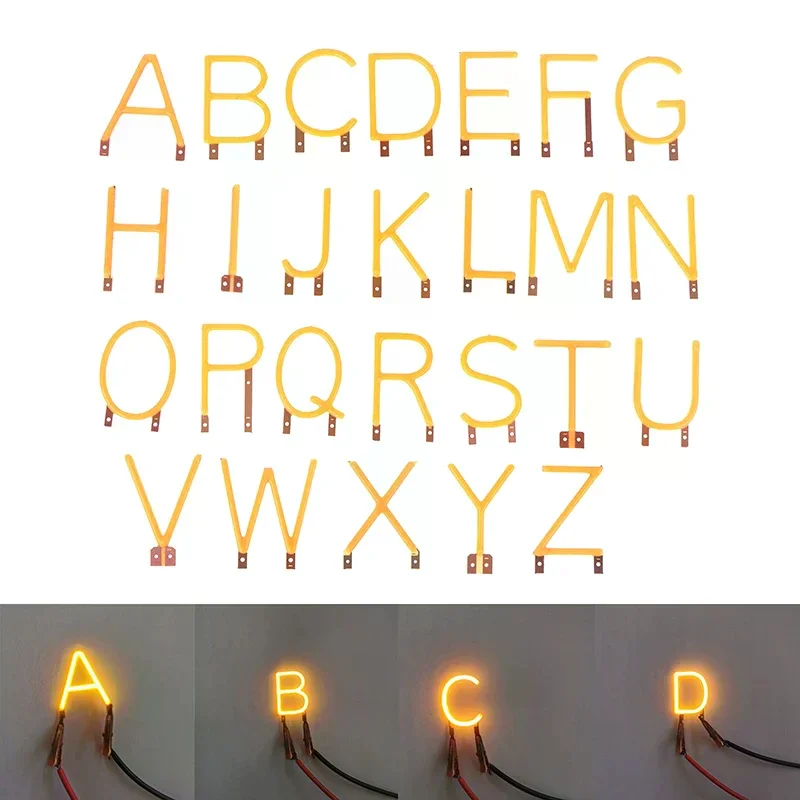 English Letter Filament COB LED Filament DC3V Candle Edison Yellow Diodes Party Decoration Light Accessories DIY