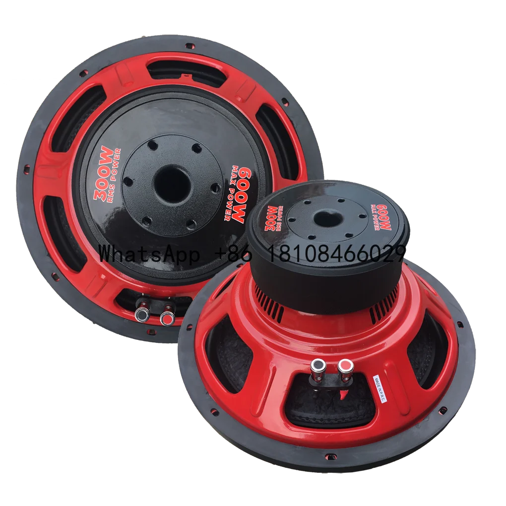 

Cheap Car Speaker Auto Audio 300W Professional Passive Subwoofers Stamped Basket Red Finished OEM ODM Factory 4ohm