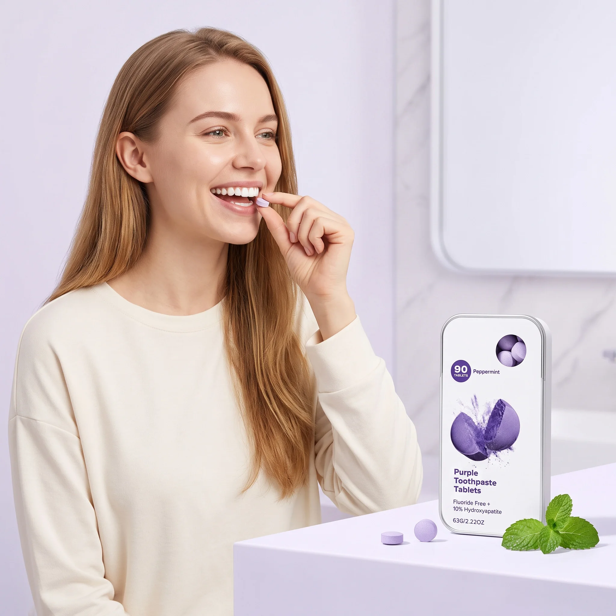 Purple Toothpaste Tablets Clean Surface Stain Improve Dental Yellowing Oral Care Fresh Breath Portable Chewable Solid Toothpaste