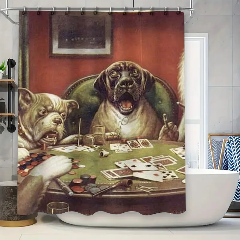 

Vintage Dogs Playing Poker Shower Curtain: Bathroom Decor, Unique Gift for Dog Lovers,