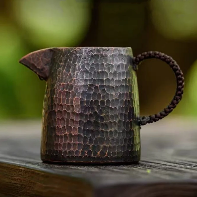 

Vintage Pure Copper Coffee Cup,Mug Mule Engraving Eagle-Beak Shape Hammer Texture Woven Handle 300ml Beer Mug,Tea Cup Tableware