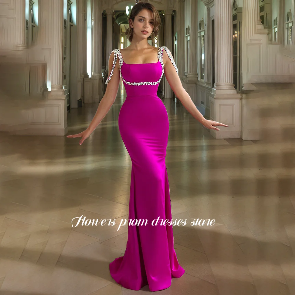 

Flowers Prom Mermaid Evening Dress Beaded Party Dress with Pearls فساتين مناسبة رسمية Sexy Celebrity Dress Prom Dress