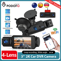 Podofo 2Inch Dash Cam 1080P Car DVR Camera 4 Channel Recording HD Car Recorder Night Vision With Front And Inside Gravity Sense