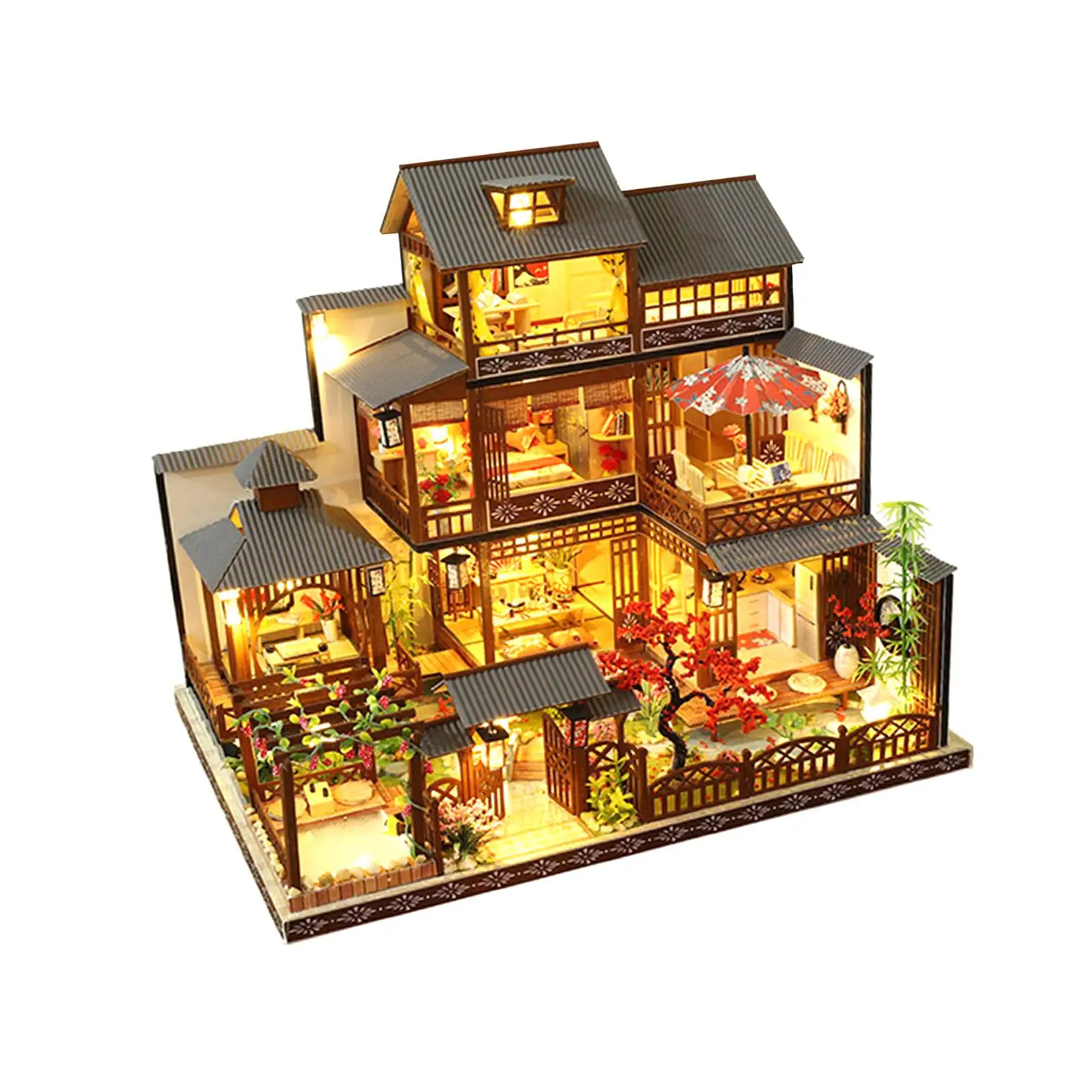 

Big Japanese Courtyard Model with LED Lights for Boys Girls Family Friends