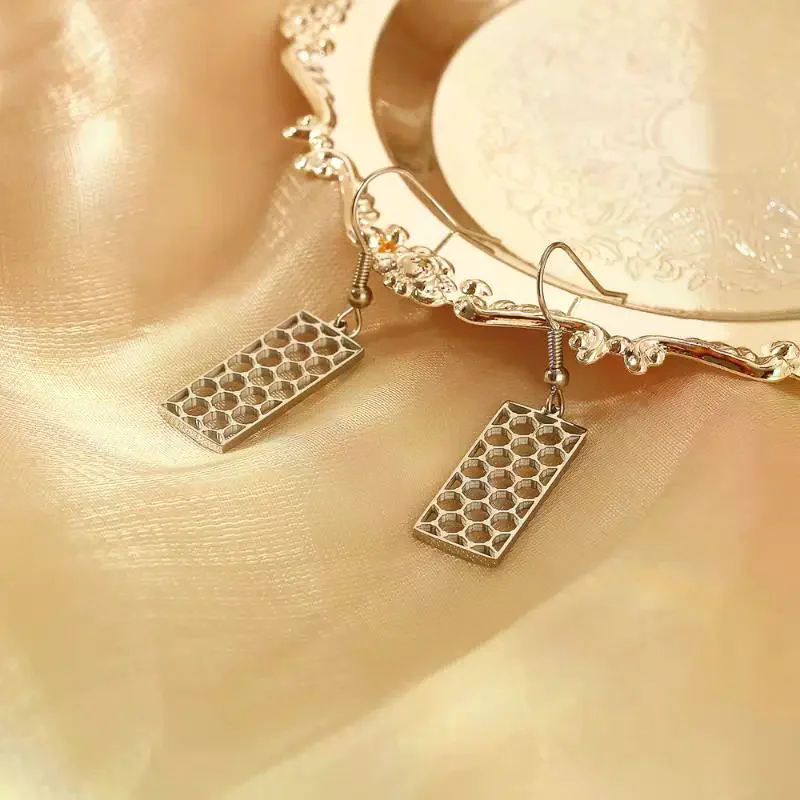 Stainless Steel Semiconductor Physics Geometric Graphene Minimalism Silver Color And Gold Plated Drop Earrings Jewelry Gift