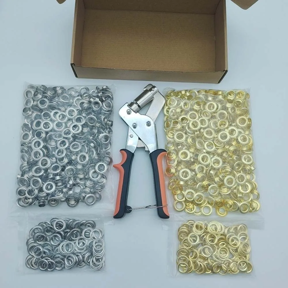 

Magnetic Effortless Eyelet Pliers with Grommets Hand Press Eyelet Setter Handheld Manual Hole Punch Pliers Tents