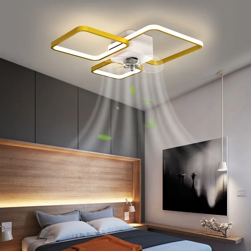 Lámpara de techo Led Simple con ventilador silencioso inteligente para dormitorio, restaurante, sala de estar, luz de Control remoto, accesorio de