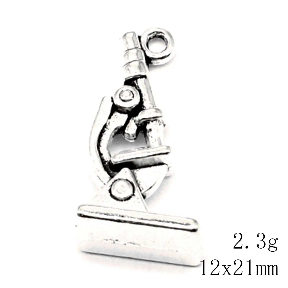 Jewelri Make Accessori Charms Microscope Antique Silver Color Jewelry Making Pendant 12x21mm 5pcs