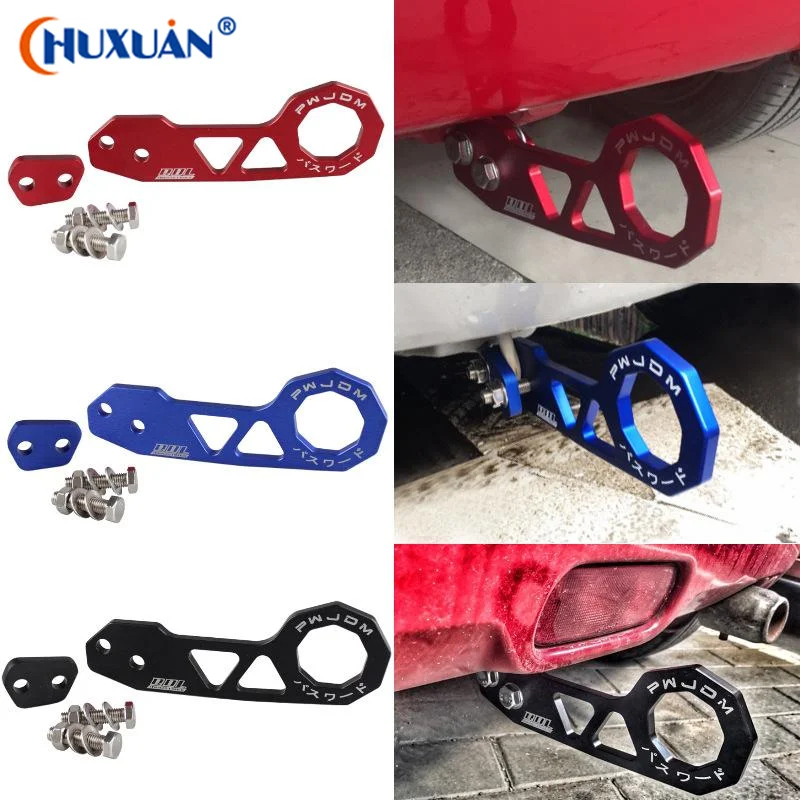[Q]1 Set Universal Aluminum Alloy Rear Tow Hook Racing Rear Tow Hook Rhombic Towbar Towing Tools For Civic Fit Jazz Gk5