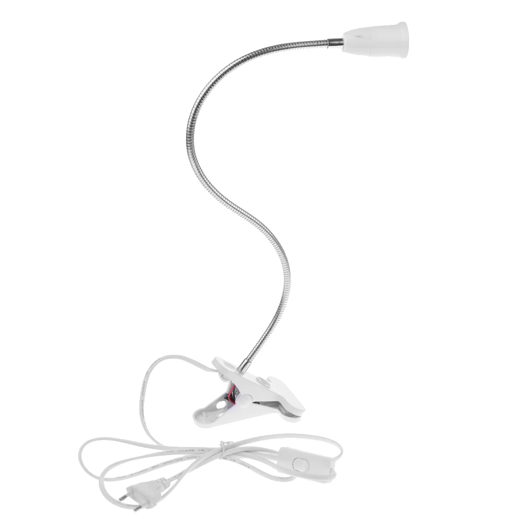 E27 Light Bulb Holder Clamp Lamp EU Plug Flexible Neck Switch Socket Multi Purpose Lamp for Room Bedside Table