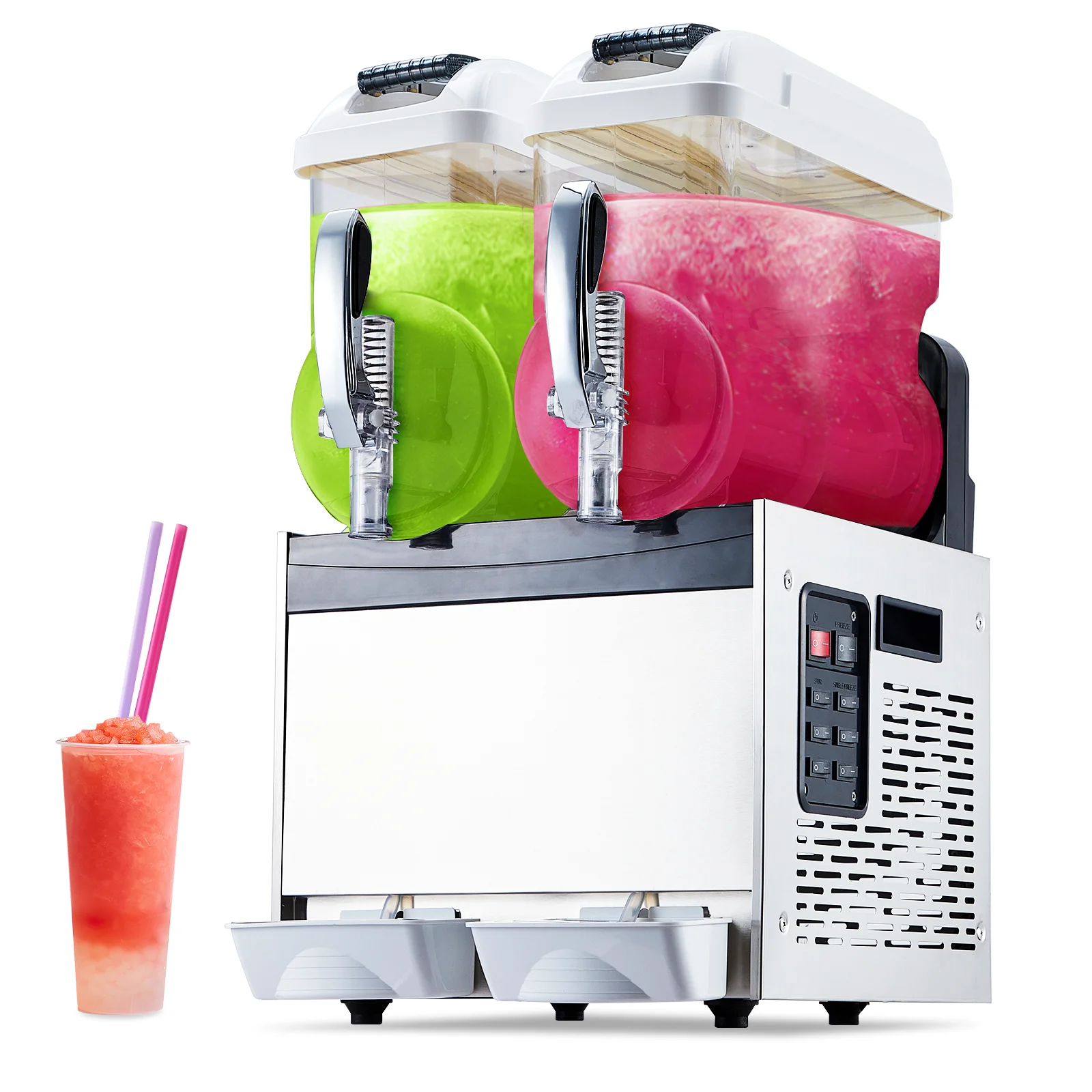 Machine à slush commerciale 12-15L, machine à boissons glacées avec maintien de la température, machine à smoothies pour les fêtes, les cafés et les bars