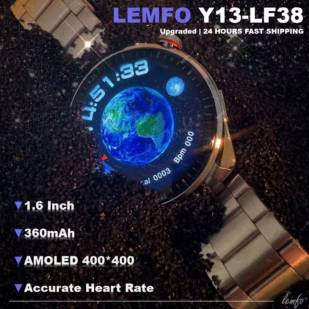 Lemfo LF38 Smart Watch men Gift Waterproof Compass Heart Rate Bluetooth Calls GPS Health Monitoring Voice Assistant Smartwatch