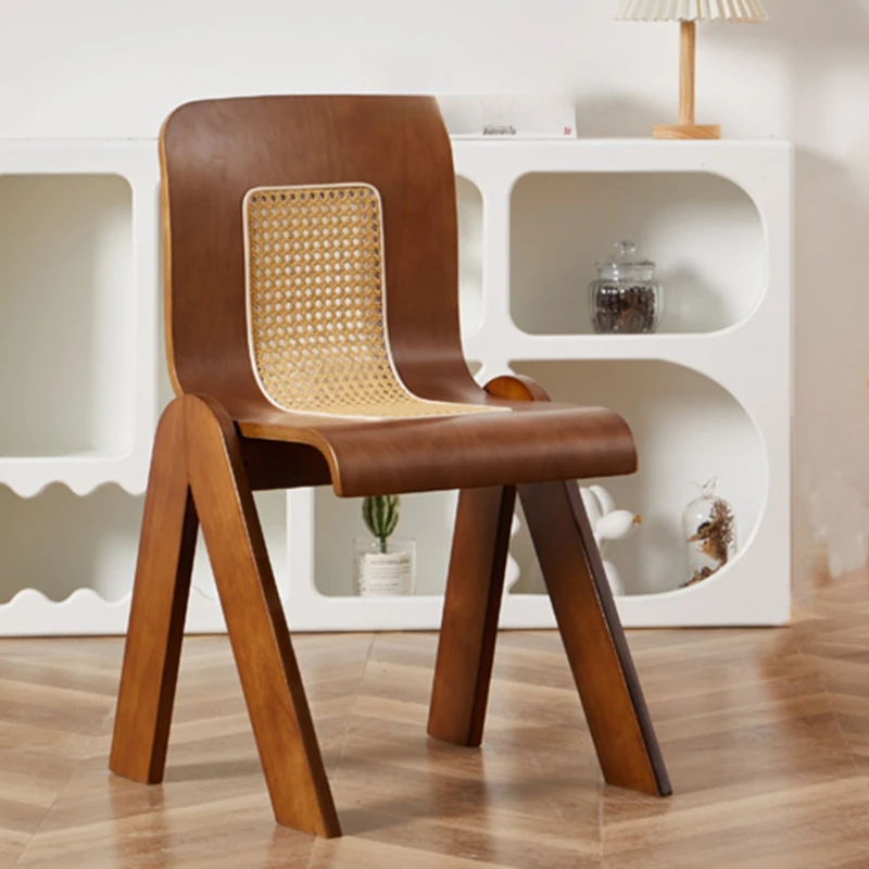 

Medieval light luxury rattan C chair French home dining table and chairs bedroom creative leisure ins makeup back chair