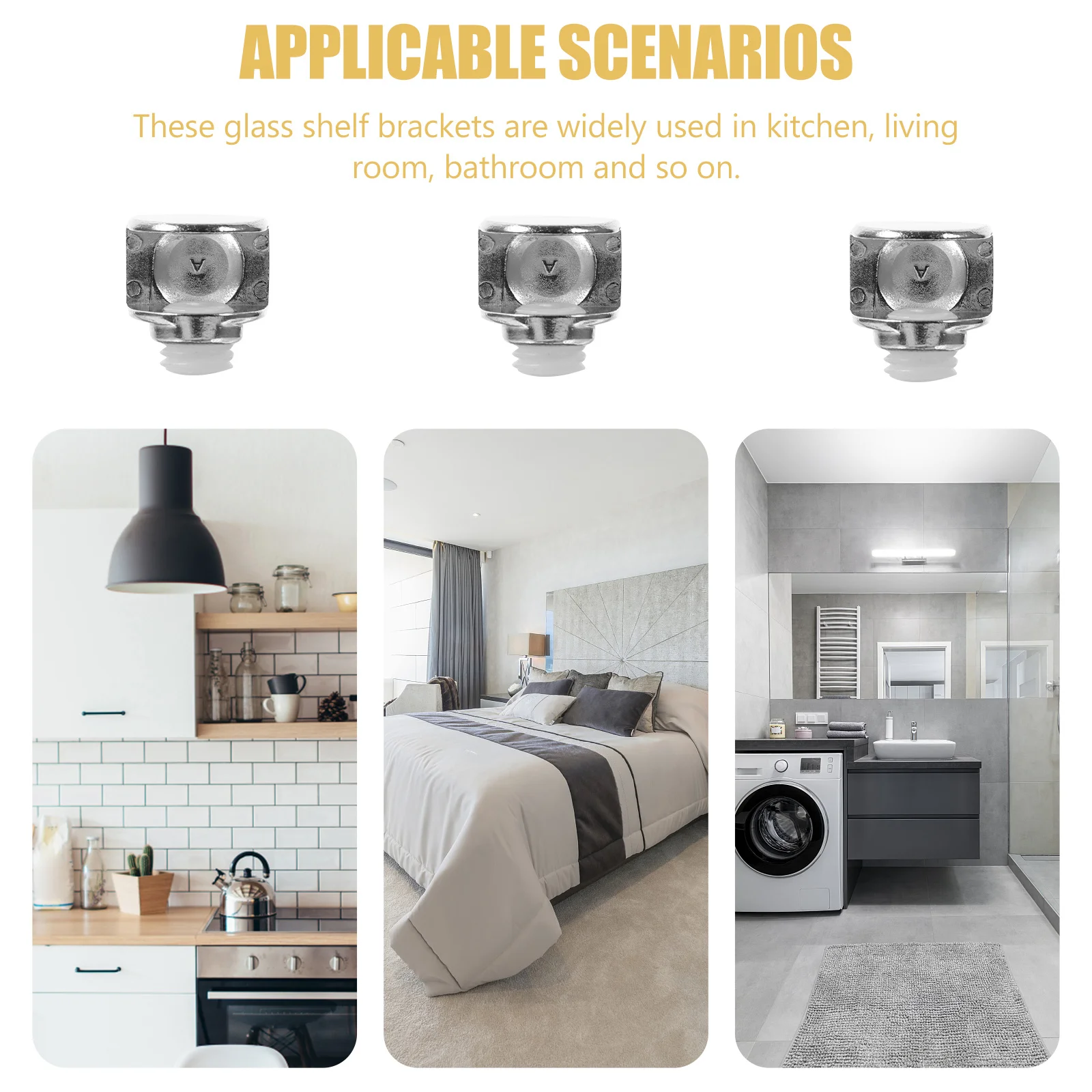 

20pcs Glass Shelf Brackets Metal Mirror Clips Heavy Duty Wall Mount Clamp For Thick Glass Floating Shelf Hardware Bracket