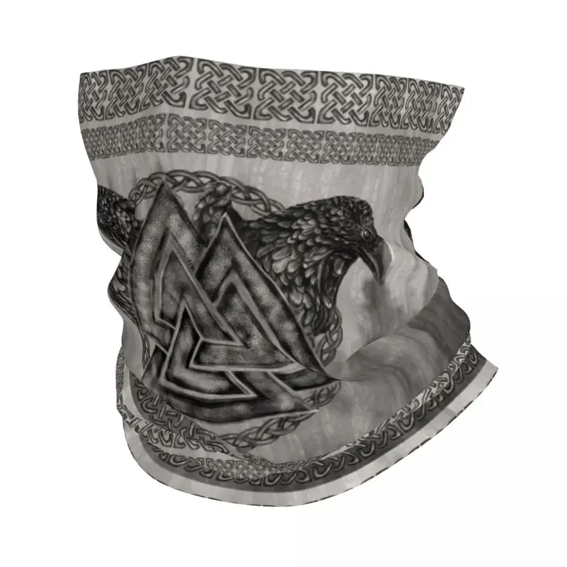 Valknut Symbol And Ravens Bandana Winter Neck Warmer Men Windproof Wrap Face Scarf Valhalla Norse Viking Odin Gaiter Headband