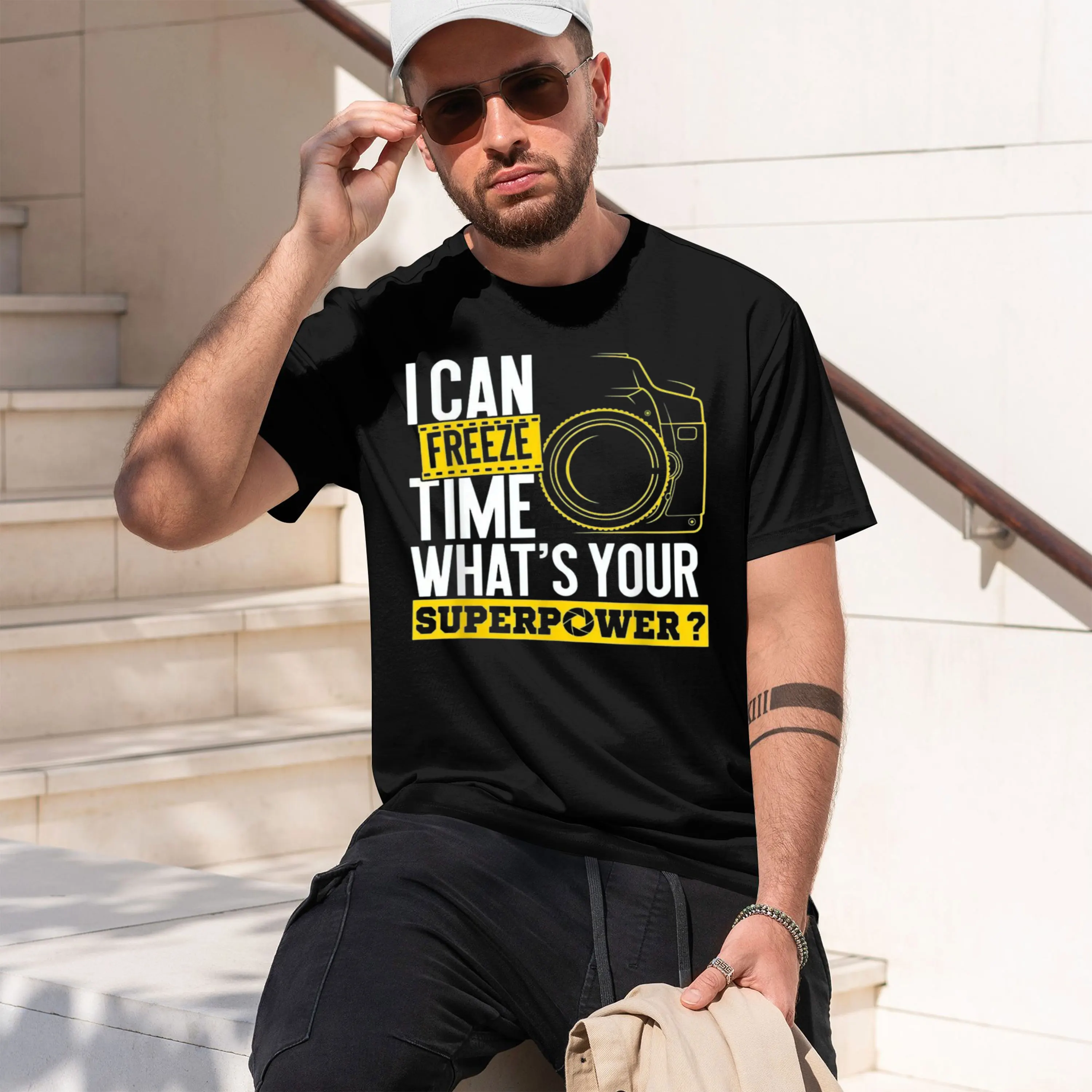 I Can Freeze Time Super - Photogrher Camera T-Shirt O-Neck Summer Short Sve Casual Mens T-shirt Size S-3XL 2026 New Model Short-