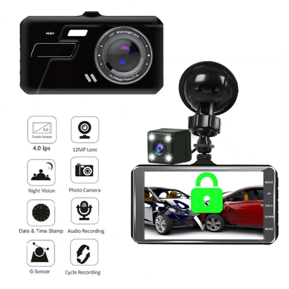 Car Recorder G-Sensor Wide Compatibility 4-Inch Full HD-compatible 1080P Car Dash Camera Rear View Mirror Night Vision