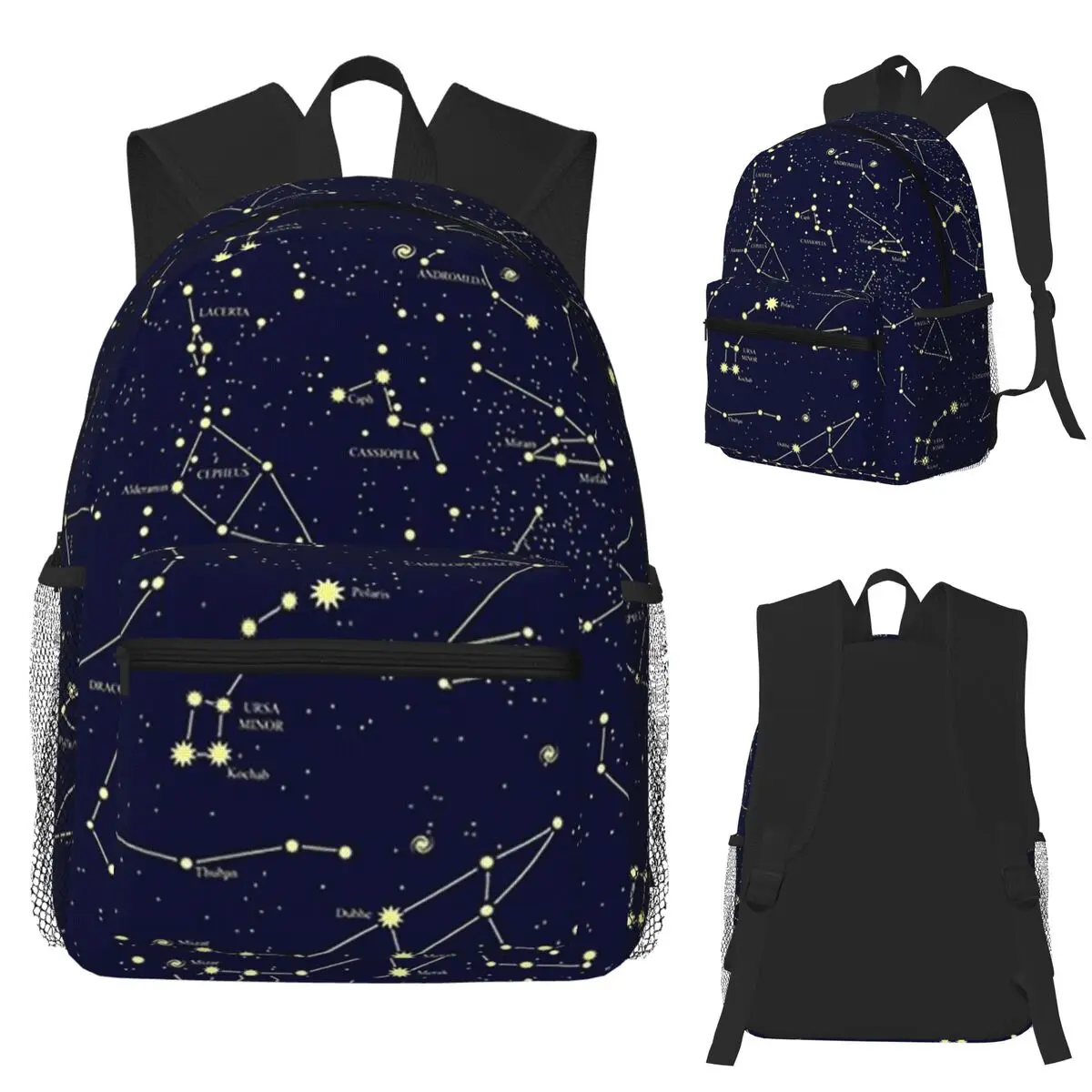 

Night Sky Golden Celestial Stars Zodiac Constellations Student Backpack School Bag Daypack for Boys Girls Bookbag Shoulder Bags