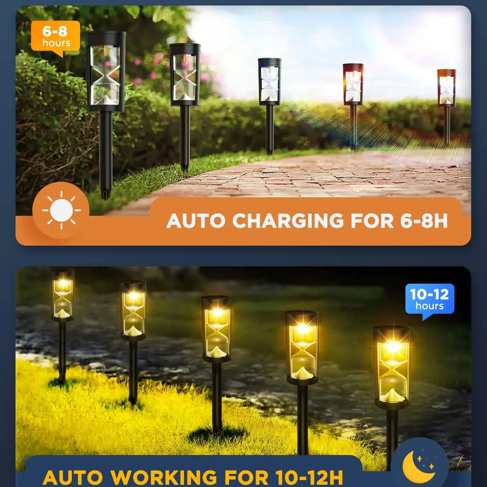 Lámpara Solar de reloj de arena para césped, luz LED intermitente para jardín al aire libre, paisaje, Patio