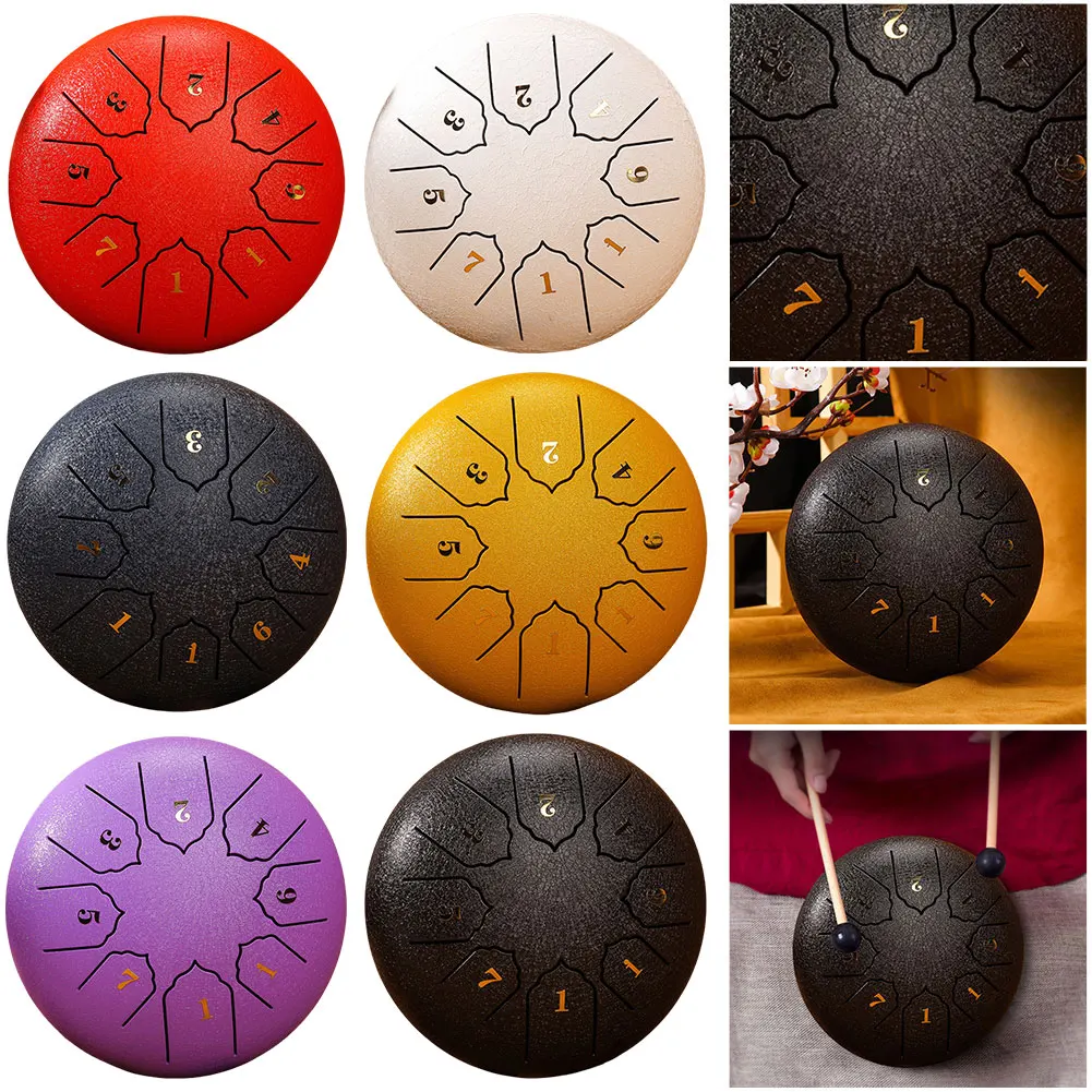 6 Inch 8 Notes Steel Tongue Drum with Bag Drumsticks Mallet Holder Sound Healing Instruments Rain Drum Instrument Unique Gift