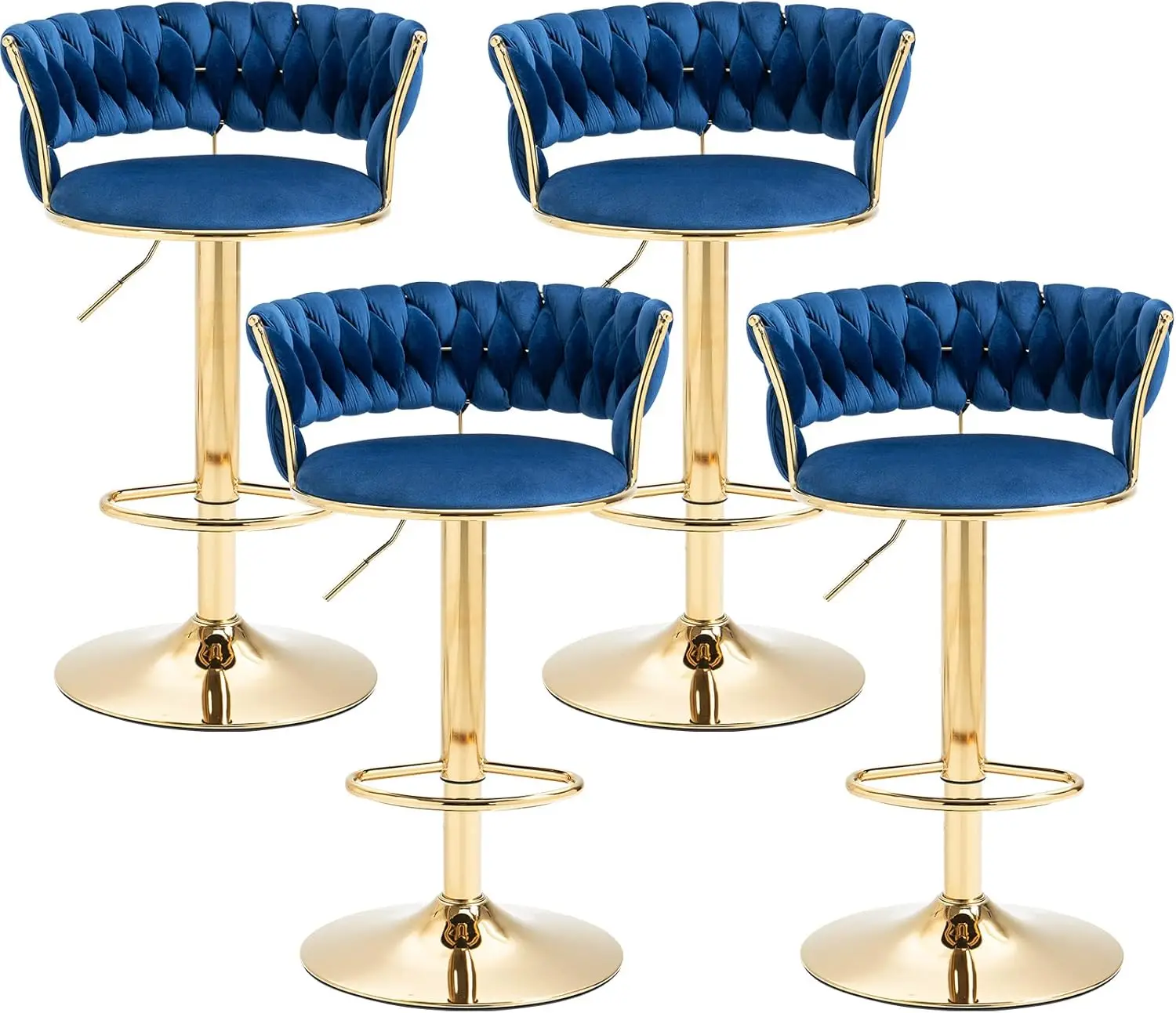 

Swivel Velvet Bar Stools, Adjustable Counter Height Barstools Chairs Modern Stools with Back Upholstered Kitchen Island Gold