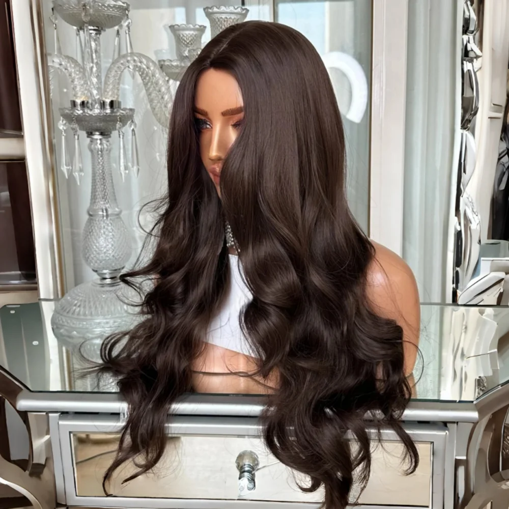 

180 Density Brown Body Wave Human Hair 26 Inch 5x5 Silk Base Jewish Style Baby Hair HD Lace European Glueless Preplucked