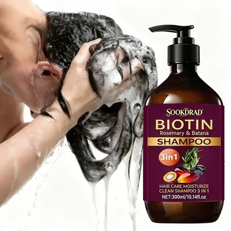 Biotin 3-in-1 Shampoo With Rosemary & Batana, Nourish Scalp, Hydrate Hair, 300ml