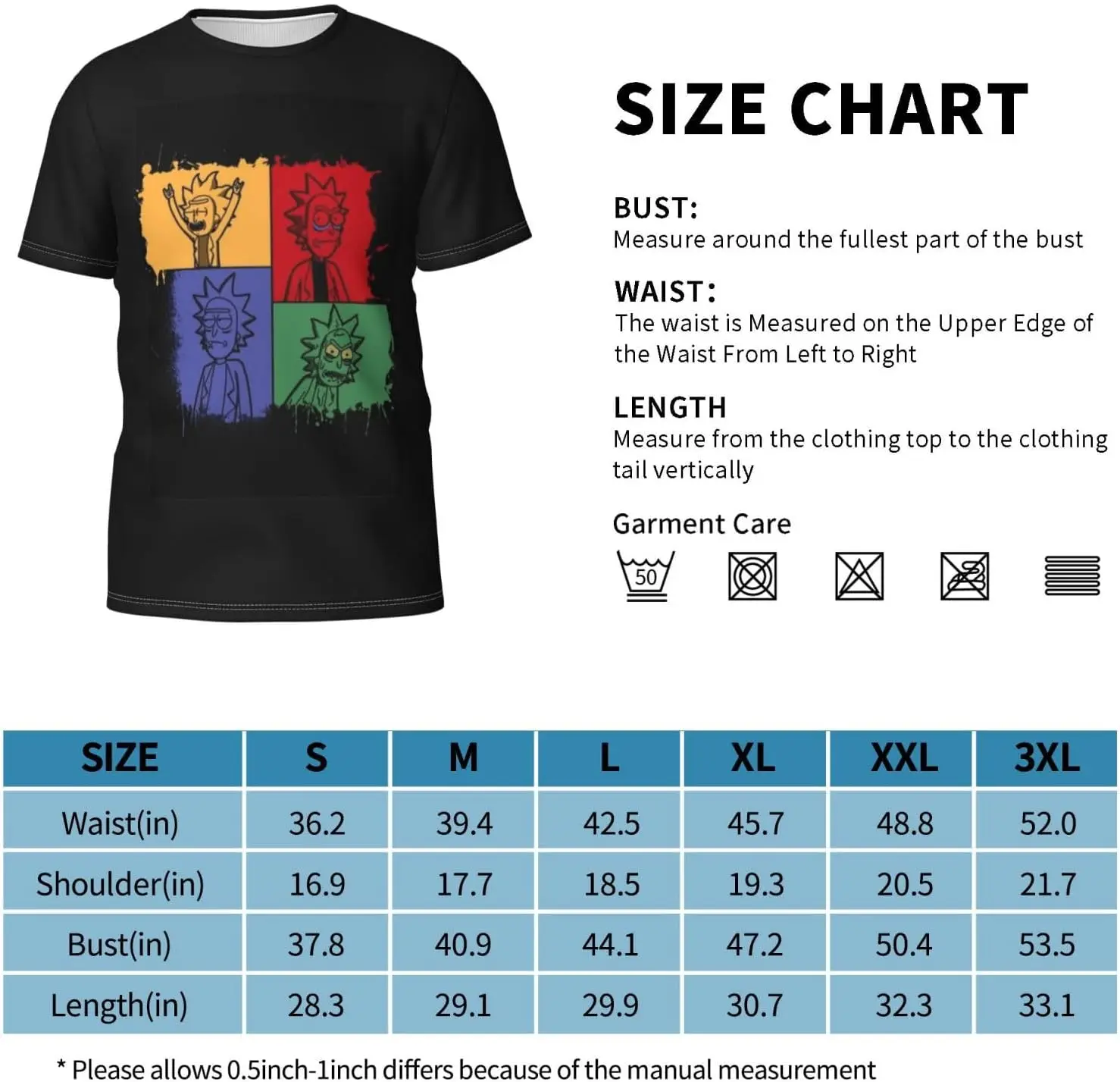 Anime T-Shirt, Cartoon Round Neck Short-Sleeved T-Shirt Soft and Comfortable