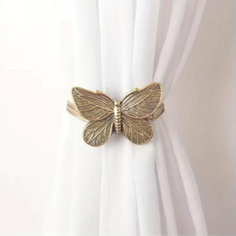 2pcs Elegant Golden Butterfly Curtain Tiebacks Resin Material Suitable for Bedroom Living Room Shades Decoration Home Textile