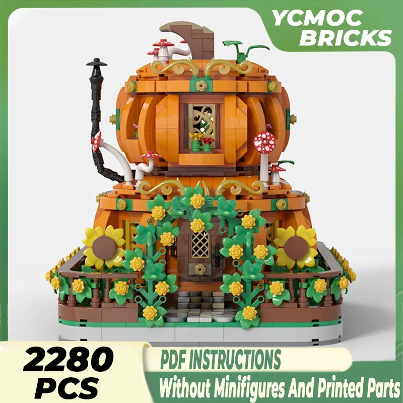 Modular Street View Model Moc Building Bricks Two Story Pumpkin House Technology Blocks Gifts Christmas Toys DIY Sets Assembly