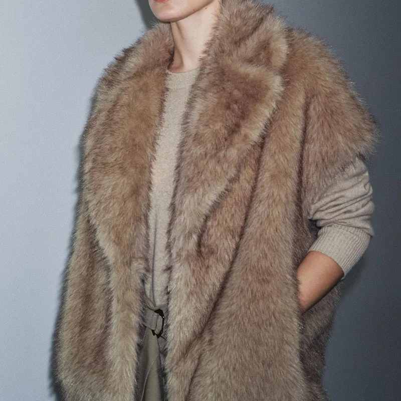 Ele Artificial Fur Vest New Arrival Autumn 2025 Ladies Faion Stand Fit ort Outerwear Collar Design Other Material