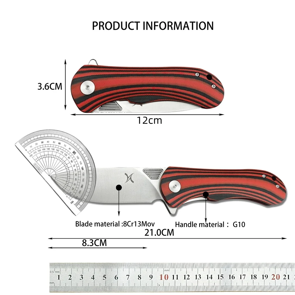 Folding Knife HUAAO GC001 8Cr13Mov Blade G10 Handle High Quality Outdoor EDC Gift Camping Hiking Hunting Survival Tools