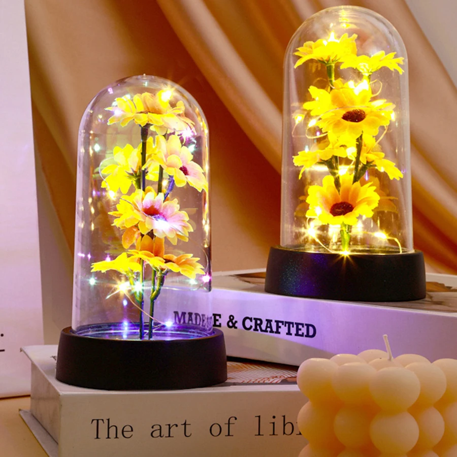 Eternal Life Flower Gold foil rose Valentine gift Creative gift LED night light