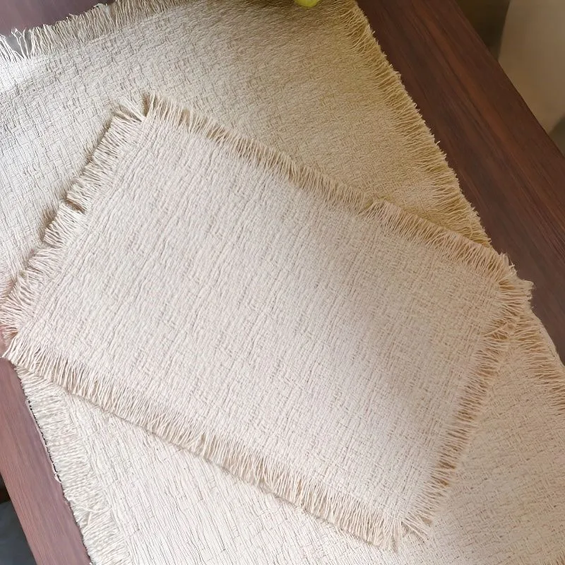 Tassel DesignTea Mat Handmade Tea Mat Photo Mat Tassel Cotton Hemp Insulation Mat Dry Soaking Mat Tea Mat Accessories ZJ158