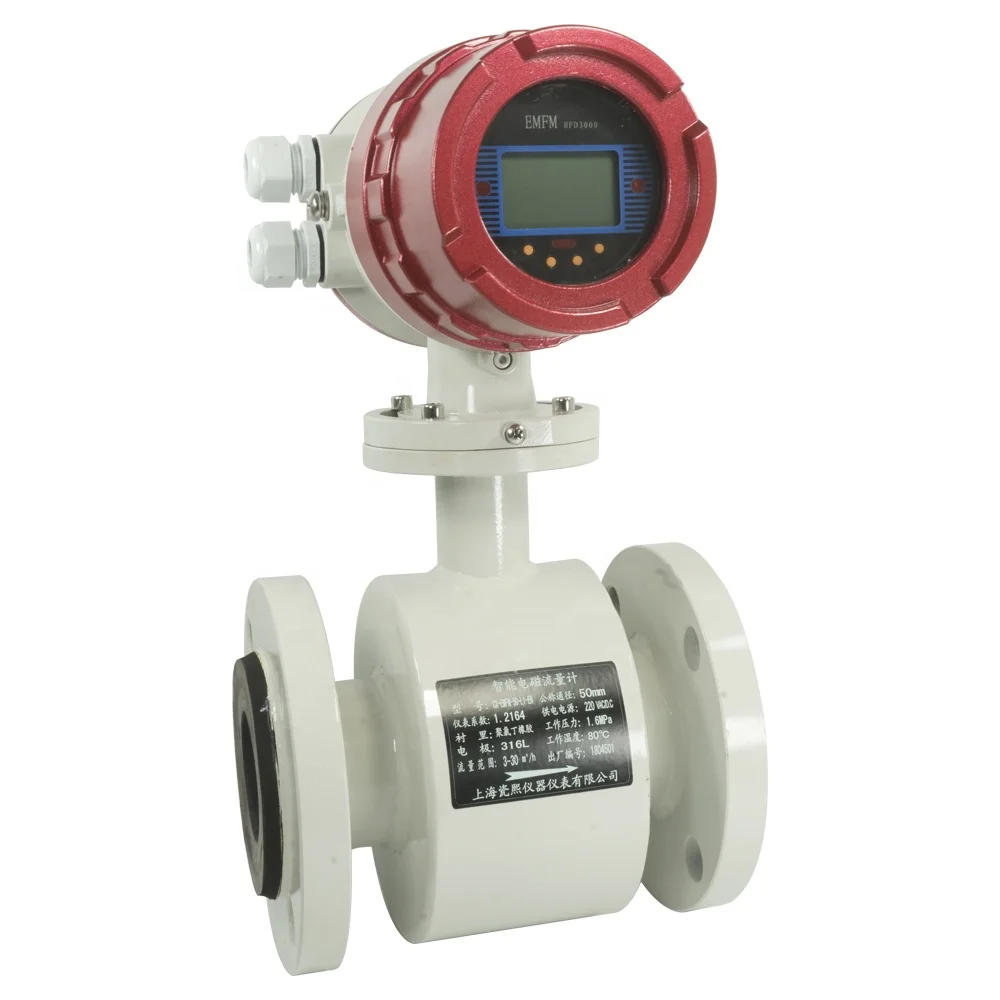 4-20 mAh Pulse Liquid 50 Pipeline Water 8 Inch Liquid Crystal Magnetic Flowmeter Water Medium DN25 Electromagnetic Flowmeter