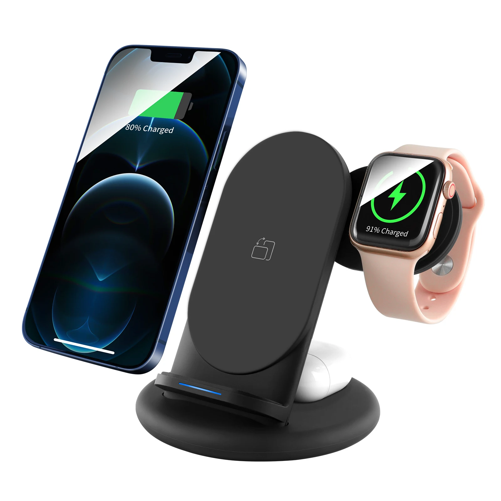 

15W Wireless Charging Stand Holder Qi Induction Charger For Samsung Galaxy S20 iPhone 13 12Pro Max iWatch Airpods Pro