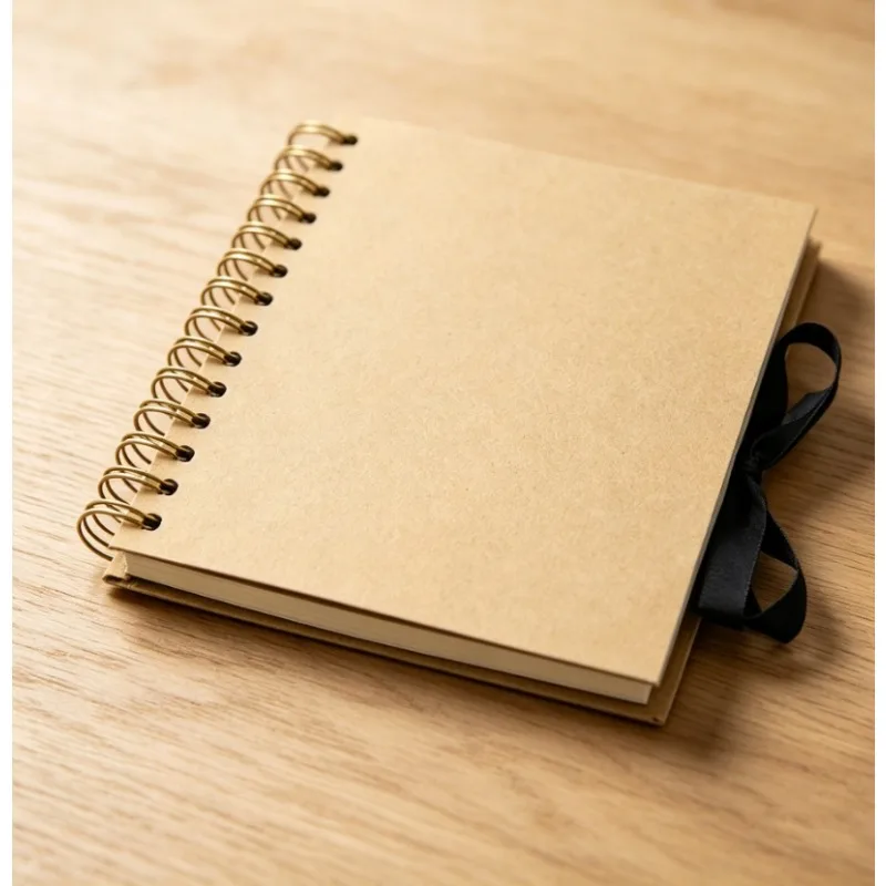 

A5 Black Cardboard Inner Page Photo Album DIY Bow Ribbon Coil Scrapbook for Memory Keeping and Craft Gift