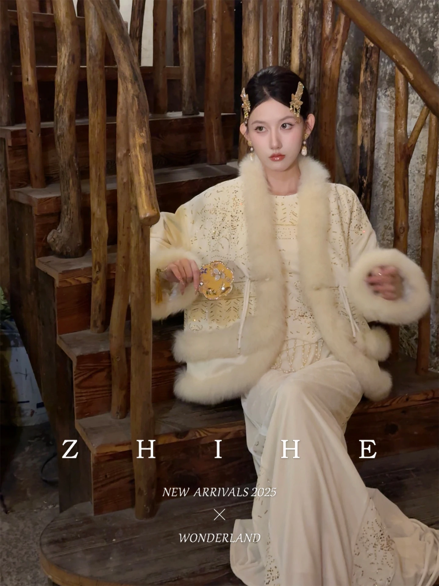 

Original National Sle Velvet Fur Jaet with Embroidered Beads f Skirt Top Warmth V-ne Long Sve Women's down Ja...