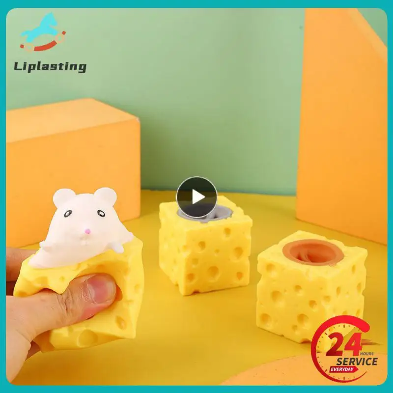 

Stress-relieving Pet Cheese Mouse Cheese Pinch Fun Stress Ball Vent Squirrel Cup Prank Toy Fidget Toys