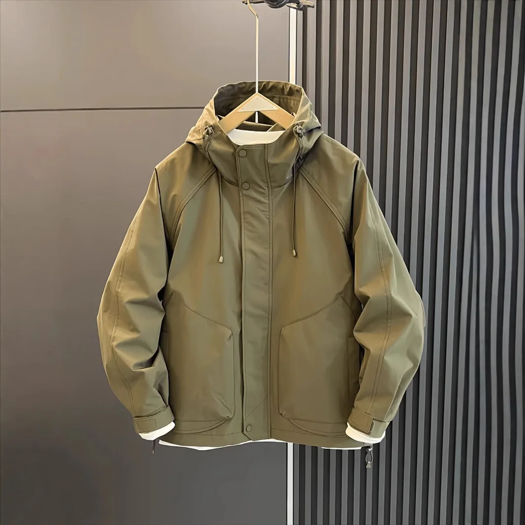 Spring And Autumn Hooded Jacket Men's Casual Versatile Tooling Jacket Fashion Sports Simple Outdoor Jacket